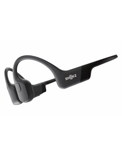 SHOKZ OpenRun with USB-C Charging - Open-Ear Bluetooth Bone Conduction Sport Headphones - Sweat Resistant Wireless Earphones for Workouts and Running - Built-in Mic, with Hair Band - Standard - Black