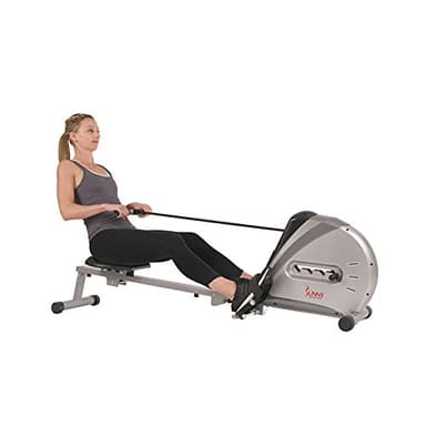 Sunny Health & Fitness Rowing Machine Rower Ergometer with Digital Monitor, Inclined Slide Rail, 100 KG Max Weight and Foldable - SF-RW5606