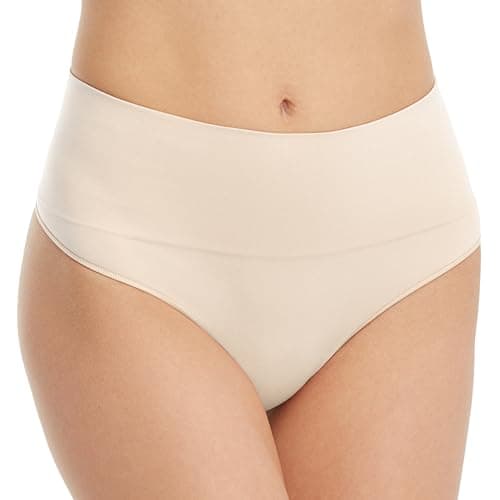 Spanx Everyday Shaping Thong - Core Control Shapewear Underwear - Invisible Under Clothes - Seamless Design - Soft Nude - Small