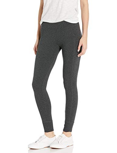 Calvin Klein Women's Premium Performance Double Waistband Moisture Wicking Legging (Standard and Plus), Slate Heather, Large
