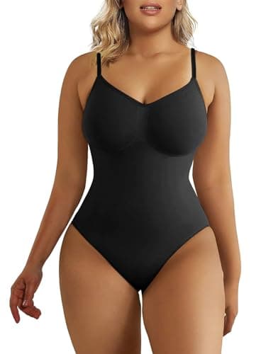 SHAPERX Bodysuit for Women Tummy Control Shapewear Seamless Sculpting Thong Body Shaper Tank Top,SZ5215-Black-L/XL