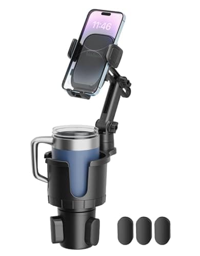 Cup Holder Phone Mount, Upgraded 2 in 1 Cup Phone Holder for Car with Expandable Base, Compatible with iPhone Samsung All 4.0-7.0 inches Phones