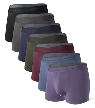 DAVID ARCHY Mens Underwear Dual Pouch Trunks with Support Ball Pouch Micro Modal Boxer Briefs for Men 7 Pack (S, Assorted Color)
