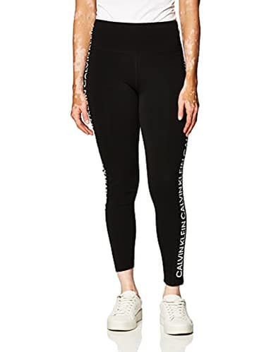 Calvin Klein Women's Premium Performance Double Waistband Moisture Wicking Legging (Standard and Plus), Ultra White Combo, X-Small