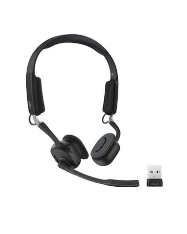 SHOKZ New OpenMeet UC - Open-Ear Bluetooth Computer Headset - Noise Cancelling Mic + Mute Button - USB-A Dongle Compatible with PC & Mac - Wireless Work Headphones - Customizable Fit - Smart App