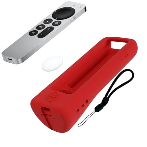 GripStand™ Apple TV Remote Cover: Stand-Up Design, Enhanced Grip, Anti-Slip and Drop Protection, AirTag Compatible, Fits Siri Apple TV 4K/HD (2nd & 3rd Gen) – Fiery Red by 73&Sunny.