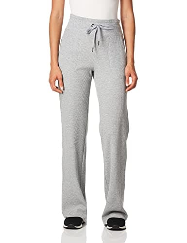 Calvin Klein Women's Thermal Wide Leg Pant, Pearl Grey Heather, Large, Pearl Grey Heather, Medium