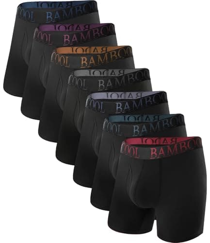 BAMBOO COOL Men’s Underwear Boxer Briefs Breathable and Soft with Fly Underwear for Men 7-Pack