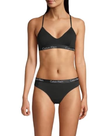 Calvin Klein Women's Motive Cotton Lightly Lined Bralette, Black, S
