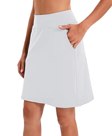 Jhsnjnr Women's Knee Length Skirts Athletic Tennis Skorts Skirts with Pockets Summer Workout Skort White