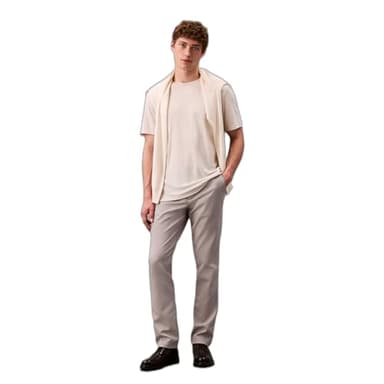 Calvin Klein Men's Modern Stretch Wrinkle Resistant Chino Pants in Slim Fit, Alloy, 33W x 30L