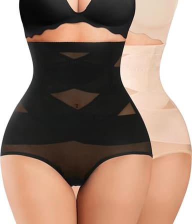 Gotoly 2-Pack Tummy Control Shapewear Panties High Waisted Compression Underwear Body Shaper for Women Girdle Shapewear