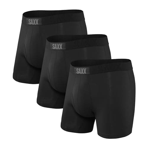 SAXX Underwear Co. Men's Underwear with Pouch Ultra Super Soft Boxer Brief Fly 3Pk, Black, Small