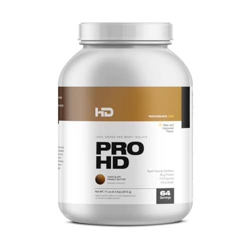 HD MUSCLE ProHD Whey Isolate Protein Powder | 100% Grass Fed Whey Isolate | 25g Protein, Fat Free, Low Sugar, Low Carb, Low Lactose | 64 Servings, 4.4LB (Chocolate Peanut Butter)