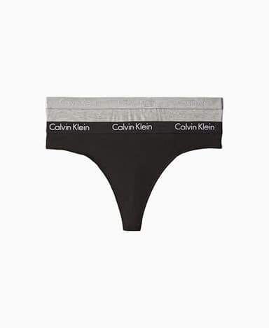 Calvin Klein Women's Motive Cotton Multipack Thong Panty, Charcoal Heather/Black, X-Large