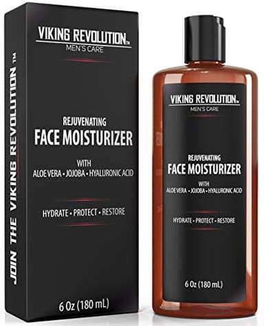 Viking Revolution - Face Moisturizer For Men - 180ml - Mens Face Moisturizer - Natural Face Moisturizer With Acid Hyaluronic, Aloe Vera & Jojoba Oil - Anti Wrinkle, Anti Aging Moisturizer For Face - Hydrate & Protect