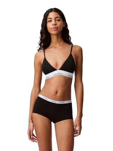 Calvin Klein Women's Motive Cotton Lightly Lined Bralette, Black, Medium