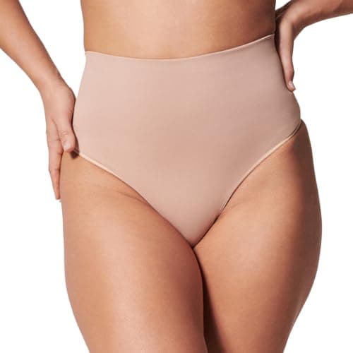 Spanx EcoCare Seamless Shaping Thong - Sculpting with Compression - Women's Shapewear Underwear - Recycled Nylon Fabric Blend - Toasted Oatmeal - X-Small