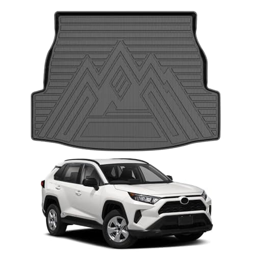 Cacartist Cargo Liner Compatible with Toyota RAV4 All Models 2019-2024 2025 for RAV4 Accessories All Weather Waterproof Trunk Mat TPE 3D Heavy Duty Rear Trunk Tray Cargo Mat