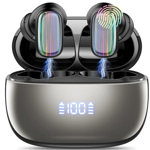 Wireless Earbuds, Bluetooth 5.4 Earbuds Stereo Bass, 40Hrs Playtime Bluetooth Earbuds Built in Noise Cancellation Mic, Bluetooth Headphones in-Ear IP7 Waterproof Sport Headset for Android iOS（Black）