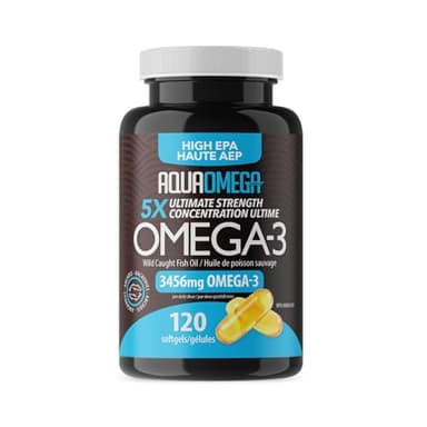 5x Ultimate Strength High EPA Omega 3 Supplements with DHA & Vitamin D, Fish Oil Omega 3 Fatty Acids for Women & Men, Wild Omega3 Supplements, Omega-3 Fish Oil Supplement Made in Canada, 120 Softgels