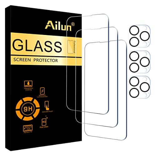 Ailun 3 Pack Screen Protector for iPhone 14 Pro Max[6.7 inch] + 3 Pack Camera Lens Protector,Sensor Protection,Case Friendly Tempered Glass Film,[9H Hardness] - HD