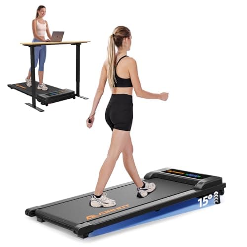 Walking Pad Treadmill with Incline,AIRHOT 15° Incline Treadmill with Remote Control & LED Display, 2.5HP Under Desk Treadmill Quiet Treadmill for Compact Space, Portable Treadmill for Home Office Use