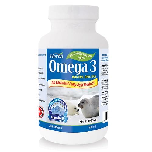 Herba Seal Oil Omega 3 Supplements – 300 Softgels | Source of Essential Omega 3 Fatty Acid | Harp Seal Oil | Source of EPA DHA and DPA | Made in Canada