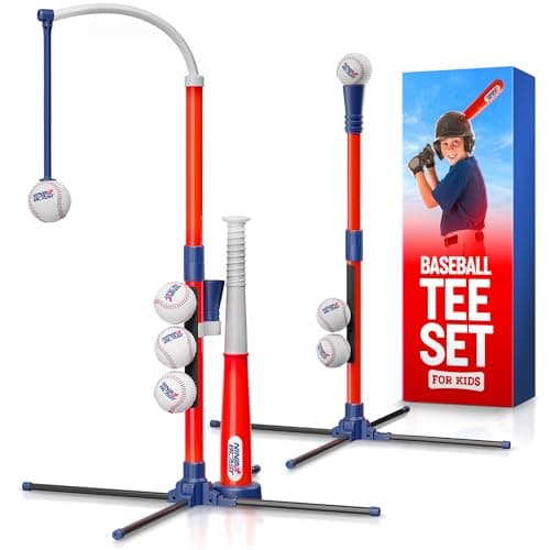 Ninja Blast Tee Ball Set for Kids - 5 Year Old Boy Birthday Gift - Baseball Batting Tee- T Ball Set for Toddlers 3-5 4-6 - Toys for Ages 3 4 5 6 Year Old Boy - Toddler Outdoor Toys, Baseball Tee