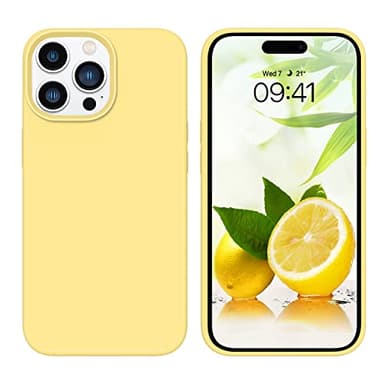 GUAGUA Case for iPhone 14 Pro Max Liquid Silicone Soft Gel Rubber Slim Thin Microfiber Lining Cushion Texture Cover, Shockproof Protective iPhone 14 Pro Max Phone Case 6.7-inch, Yellow
