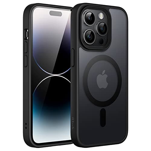 JETech Magnetic Case for iPhone 14 Pro Max 6.7-Inch Compatible with MagSafe, Translucent Matte Back Slim Shockproof Phone Cover (Black)