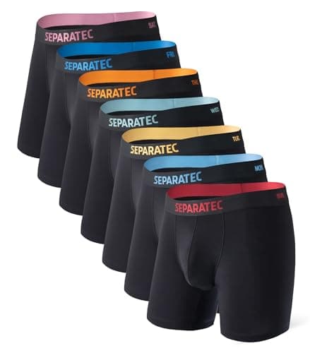 Separatec Mens Underwear Bamboo Rayon Breathable and Soft Colorful 7 Pack Boxers Briefs with Dual Pouch (M,Colorful)