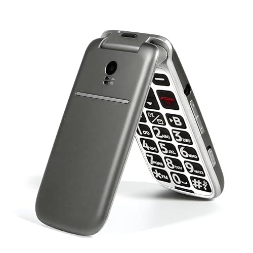 4G Volte Flip Phones Unlocked for Seniors, Big Buttons Cell Phone for Elderly & Kids with Time Reporting, Clear Sound, SOS Button, Convenient USB-C & Charging Dock, Easy-to-Use, Grey Flip Phone