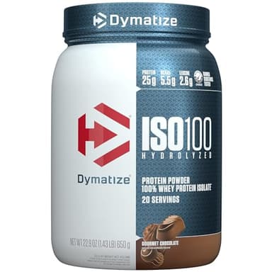 ISO100 Hydrolyzed Protein Powder by Dymatize, Gourmet Chocolate, High Protein Powder, 100% Whey Isolate Protein Powder, 25g of Protein, Gluten Free, 20 Servings