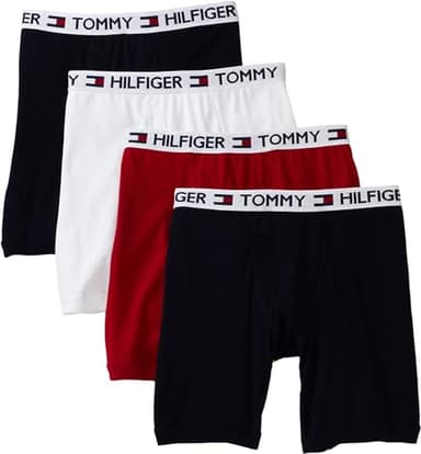 Tommy Hilfiger Men's 4 Pack Boxer Brief, Red/Navy/White, X-Large