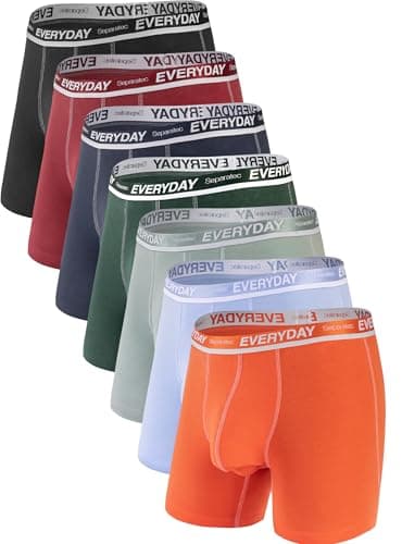 Separatec Cotton Dual Pouch Men's Underwear Comfortable Soft Breathable Everyday Boxer Briefs for Men 7 Pack (XL,Multicolor)