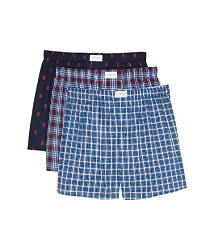 Tommy Hilfiger Men's Underwear Cotton Classics Multipack Woven Boxers, Paris Blue, Medium
