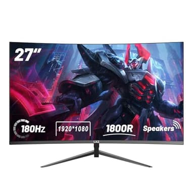 27 Inch Curved Gaming Monitor 180Hz, Full HD 1080P Frameless 1800R Gaming Display with FreeSync & Eye-Care Technology, DP, HDMI Port - Black