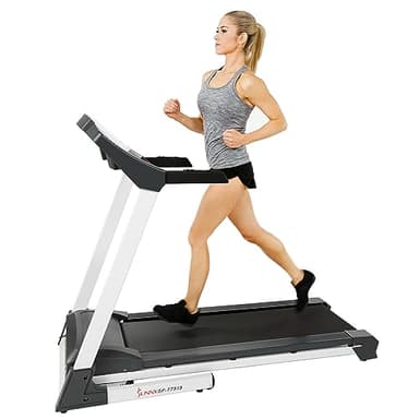 Sunny Health & Fitness SF-T7515 Smart Treadmill with Auto Incline, Speakers, Bluetooth, LCD and Pulse Monitor, Phone Function, 240 LB Max Weight, Grey