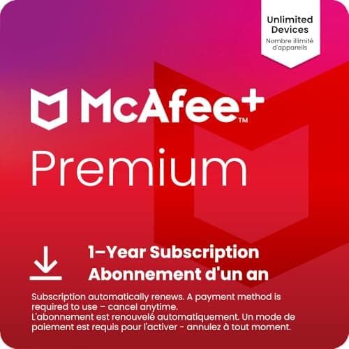 McAfee+ Premium Individual 2025 Unlimited Devices | All-In-One Cybersecurity Software includes Unlimited VPN, Identity Monitoring, and Antivirus | 1 Year Subscription with Auto-Renewal| Online Code