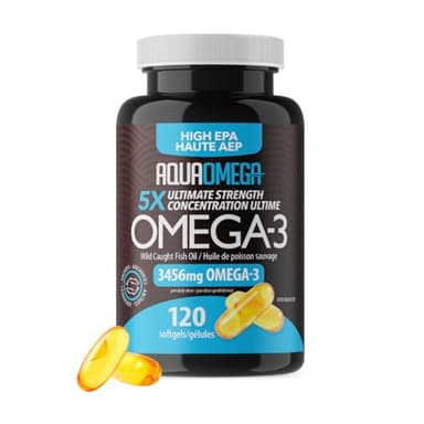 5x Ultimate Strength High EPA Omega 3 Supplements with DHA & Vitamin D, Fish Oil Omega 3 Fatty Acids for Women & Men, Wild Omega3 Supplements, Omega-3 Fish Oil Supplement Made in Canada, 120 Softgels