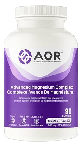 AOR Advanced Magnesium Complex 200mg, 90 Caps 30-Day Supply - Vegan-Friendly Magnesium Blend - Highly Absorbable Magnesium Glycinate, Aspartate - Malate & Ascorbate, Pure Magnesium for Daily Support