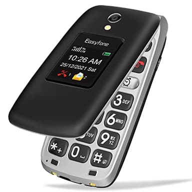 Easyfone Prime-A1 Pro 4G Unlocked Flip Mobile Phone for Seniors, 2.4'' HD Display, Big Buttons, Clear Sound, SOS Button, 1500mAh Battery with a Charging Dock, FCC IC Certified (Black)