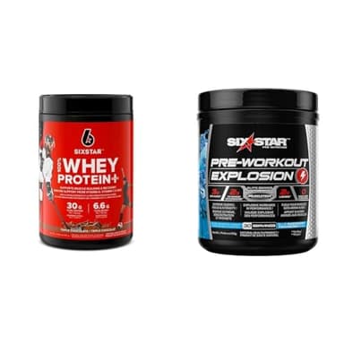 Whey Protein Powder, Six Star 100% Whey Protein Plus, Whey Protein Isolate & Peptides & Pre Workout, Six Star Preworkout Explosion, Pre Workout Powder for Men and Women, Blue Raspberry, 212g