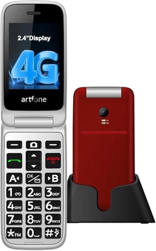 artfone G3 Flip Phone Unlocked for Seniors, 4G Volte Basic Phone, 2.4" Screen, SOS Button, Speed Dial, Hans-Free, Big Buttons, Bluetooth, Camera, FM Radio, Charging Dock, Voice Time, Dumb Phone, Gray