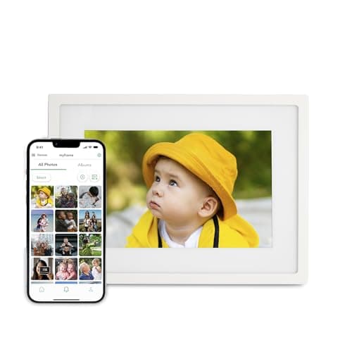 Skylight Digital Picture Frame - WiFi Enabled with Load from Phone Capability, Touch Screen Digital Photo Frame Display - Customizable Gift for Friends and Family - 10 Inch White
