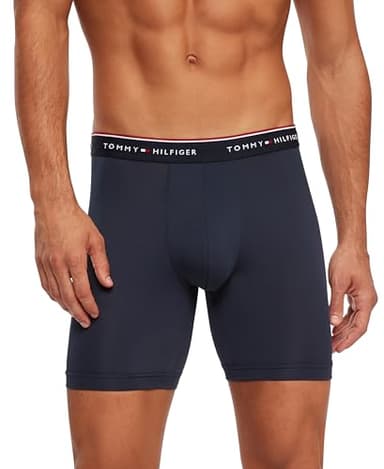 Tommy Hilfiger Micro Classics Boxer Brief 3-Pack, Grey Heather, Cinnamon Stick, Navy, Large