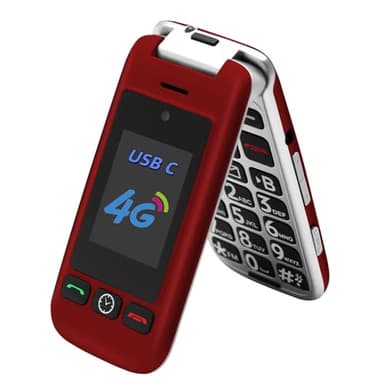 4G Foldable Mobile Phone for The Elderly with Big Button, LTE Unlocked Easy to Use Basic Flip Senior Phone with SOS Button,Camera,Loud Volume,Charging Dock and Flashlight (Red)
