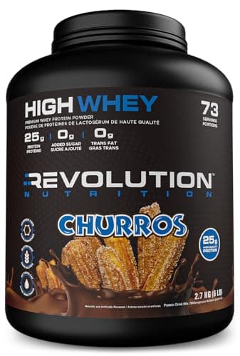 Revolution Nutrition, High Whey, Protein Powder 6LB, Whey Isolate, Superior Formula, Gluten Free, Lean Muscle Mass For Men & Women, 25g of Protein Per Scoop, 2.7kg, 73 Servings (Churros, 6 Pound)