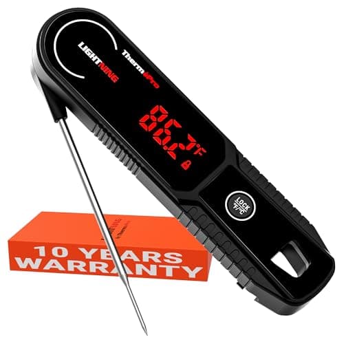 ThermoPro Lightning One-Second Instant Read Meat Thermometer, Calibratable Kitchen Food Thermometer with Ambidextrous Display, Waterproof Cooking Thermometer for Oil Deep Fry Smoker BBQ Grill